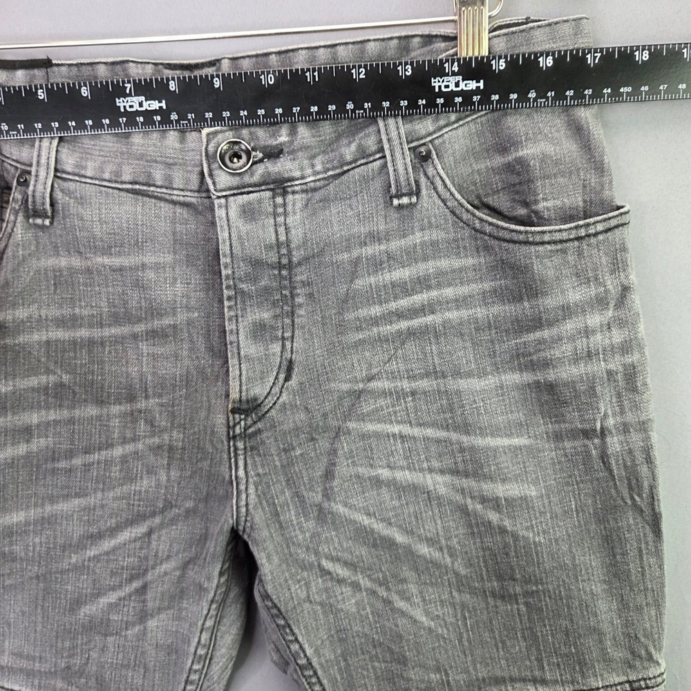 Rogue State Moto Jeans Slim Fit 33 Gray Quilted Knee Button Fly Stretch Denim